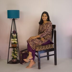 Purple Beige Batik Print kurta With Salwar