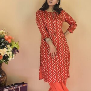 Rust Orange Kurta Paired with Afghani Salwar