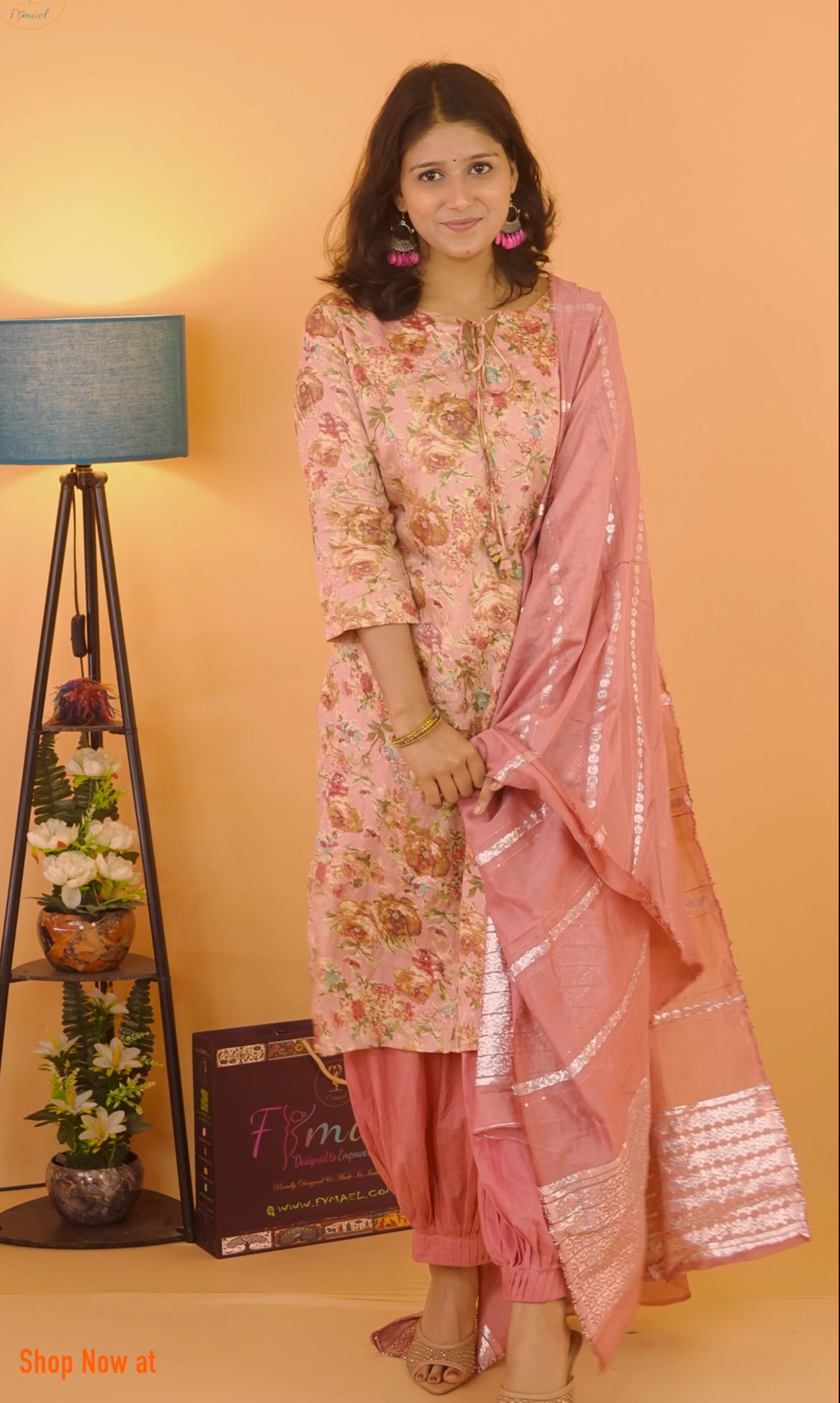 Cotton Floral Printed Kurta Set - Image 4