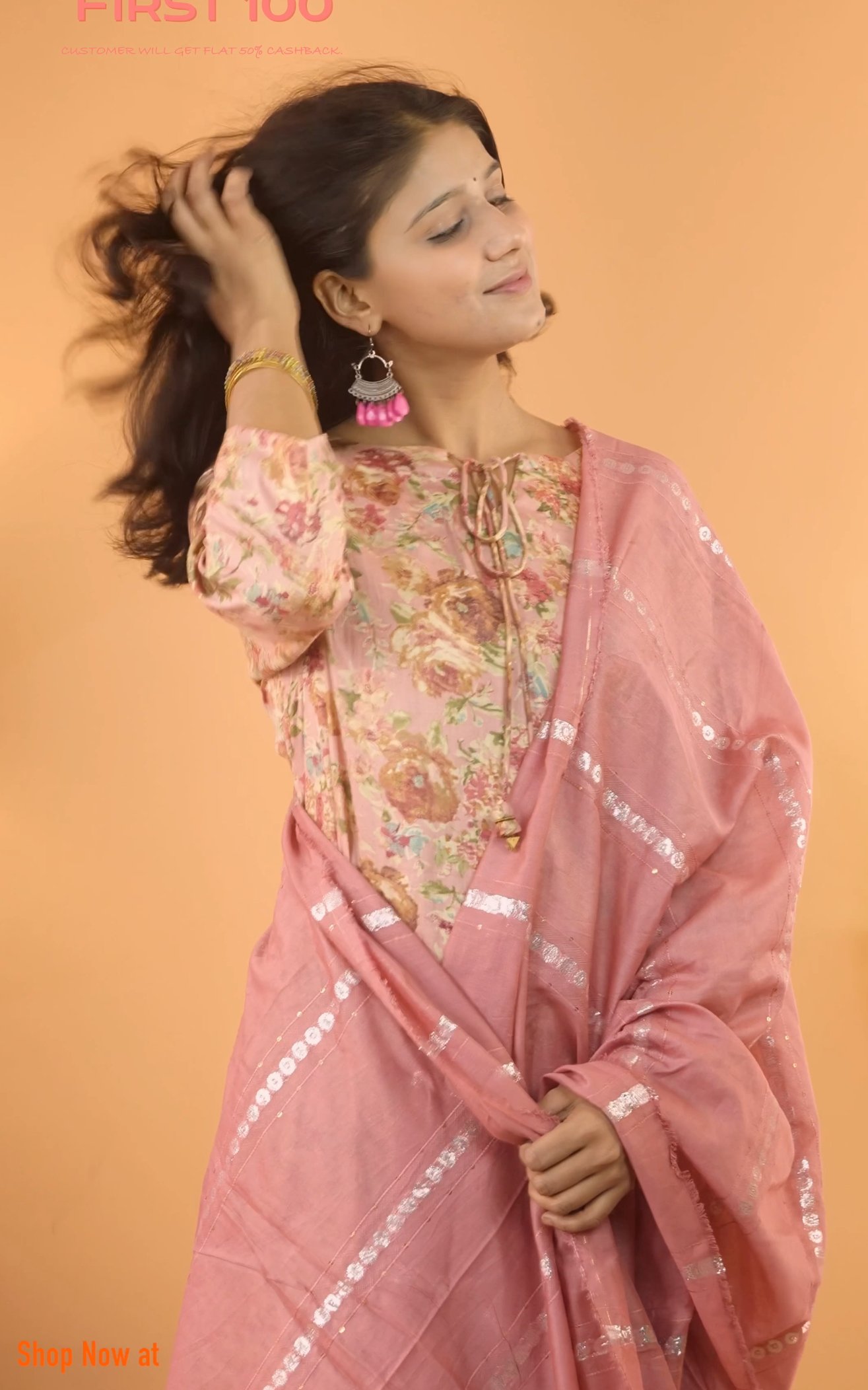 Cotton Floral Printed Kurta Set - Image 2