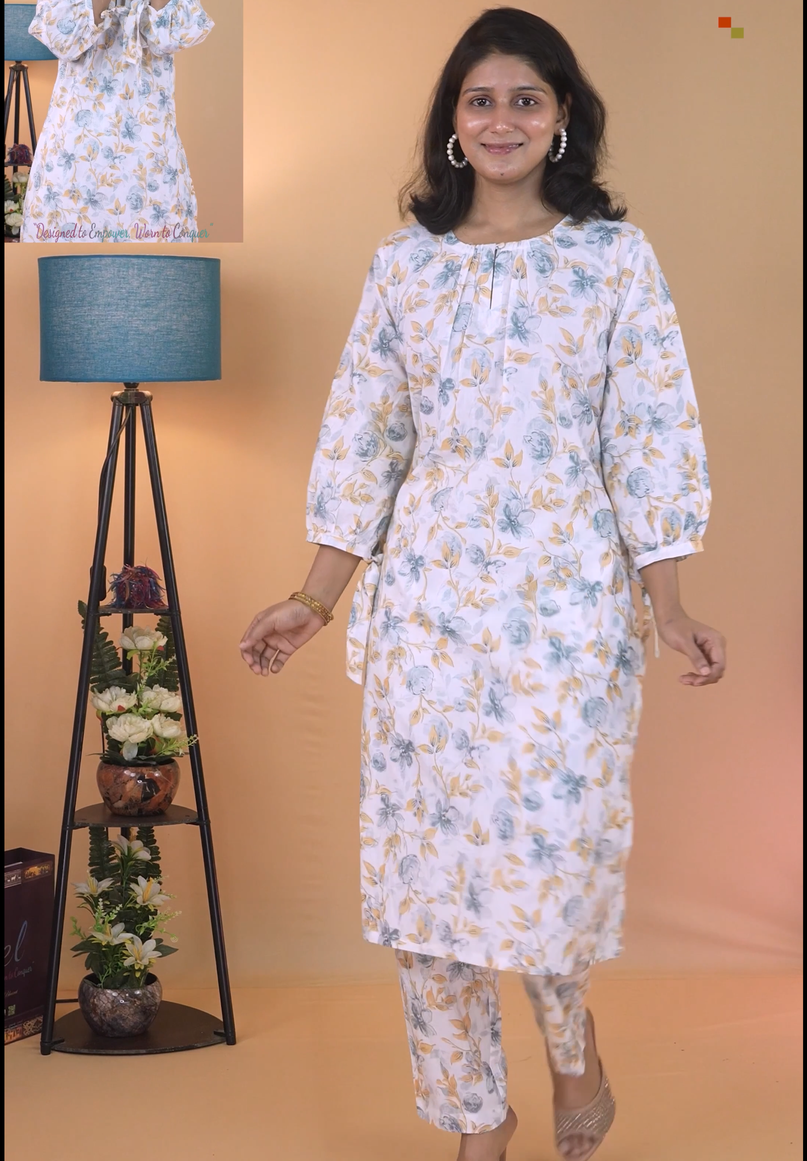 Women’s Pure Cotton Floral Printed White Co-ord Set - Image 4