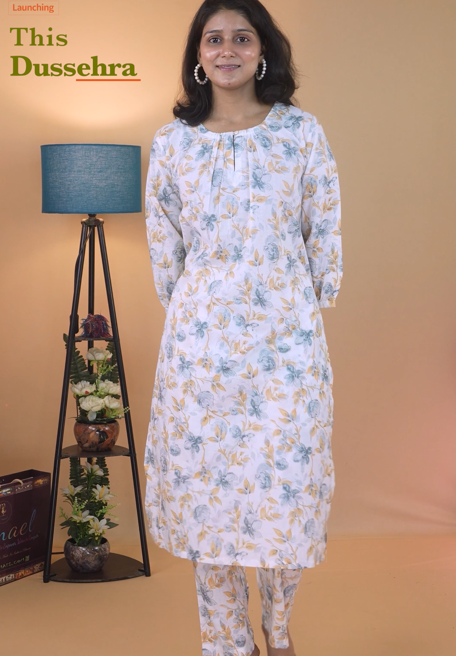 Women’s Pure Cotton Floral Printed White Co-ord Set - Image 5