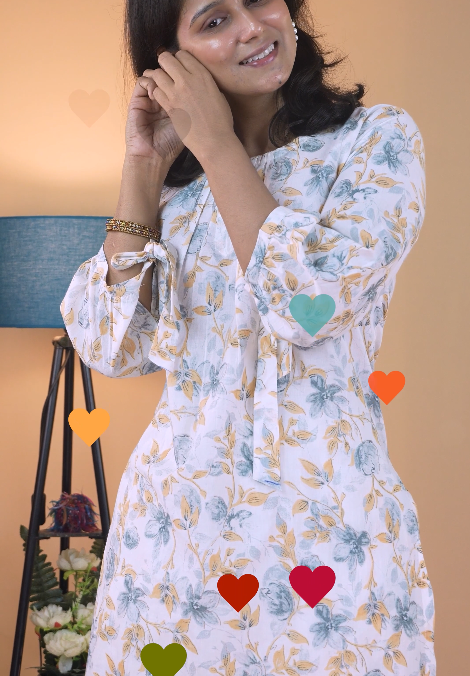 Women’s Pure Cotton Floral Printed White Co-ord Set - Image 2