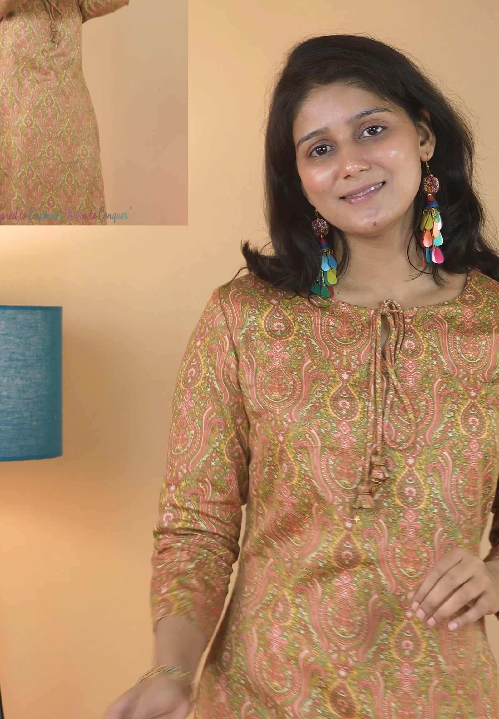 Paisley Print Olive Jam Cotton Kurta Set With Cottton Salwar - Image 4