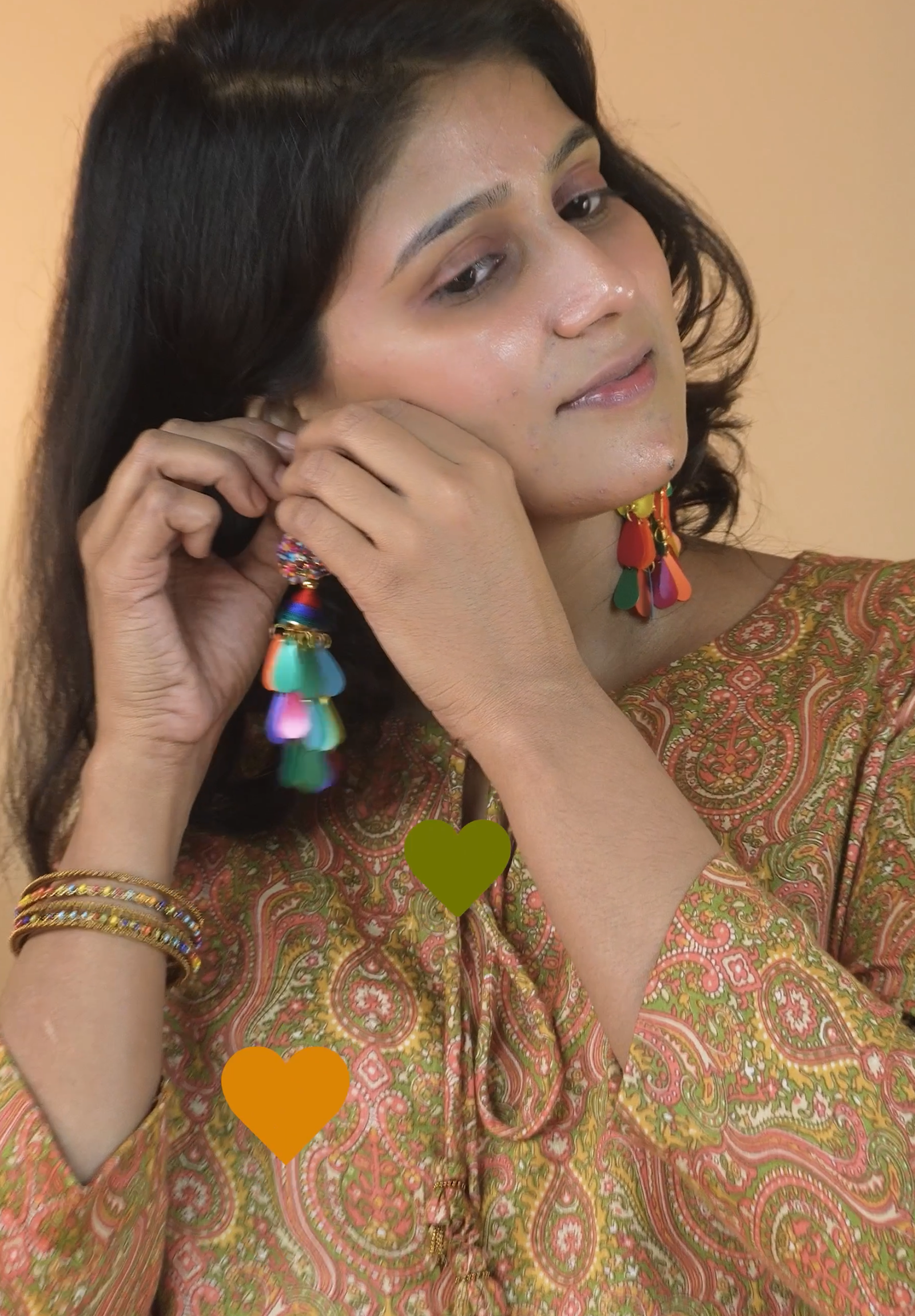 Paisley Print Olive Jam Cotton Kurta Set With Cottton Salwar - Image 3