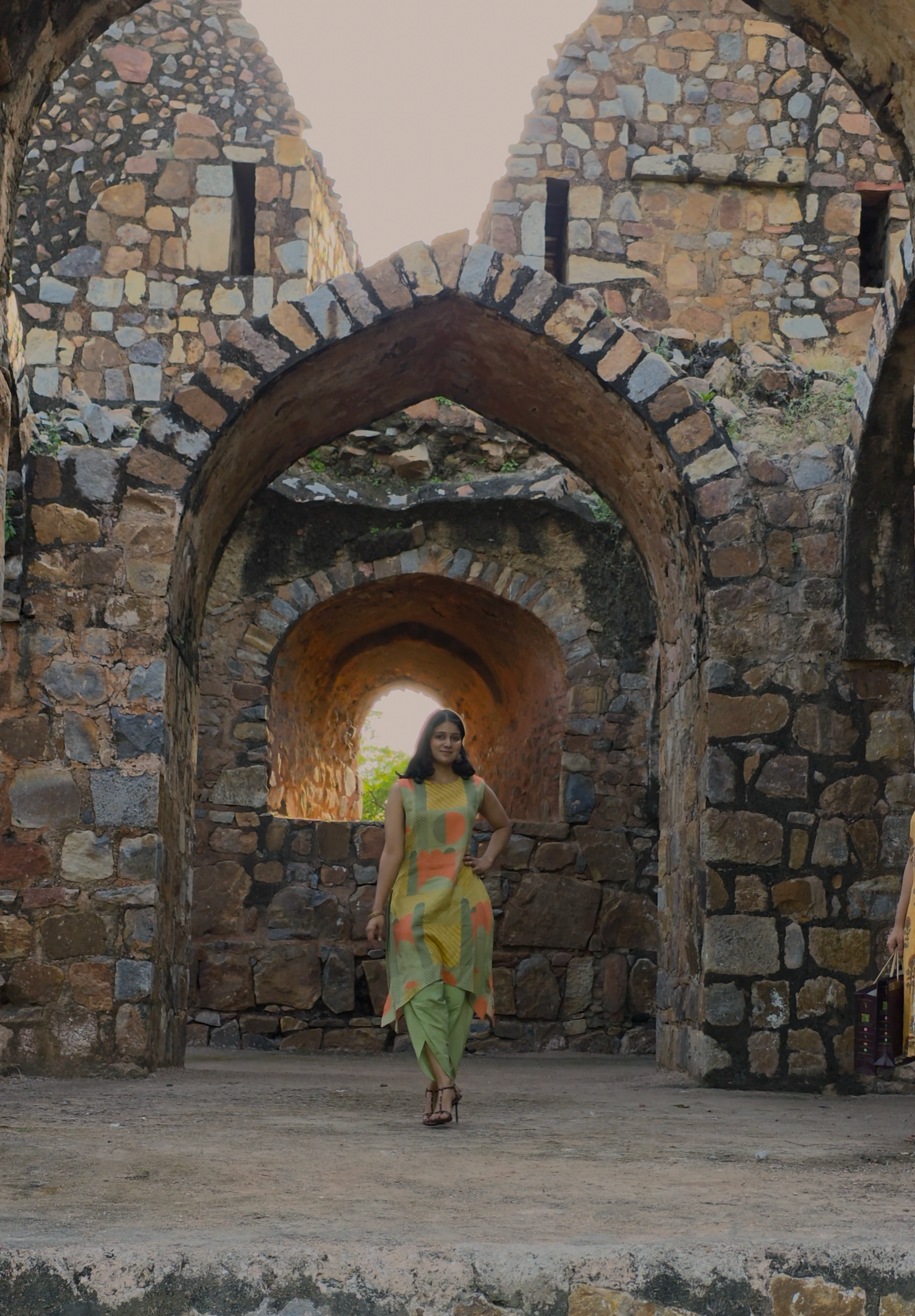 Sleeveless Jam Cotton Kurta designed in a modern C-style - Image 6